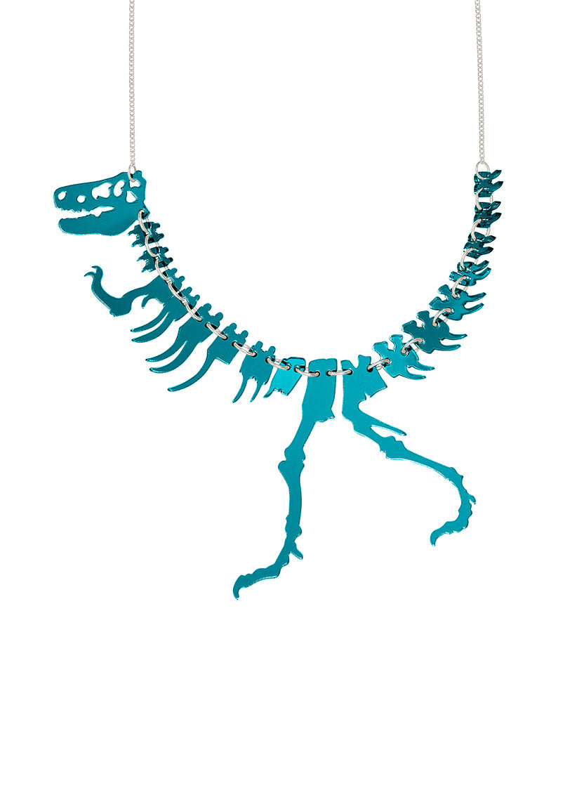 Dinosaur Necklace - Mirror Teal