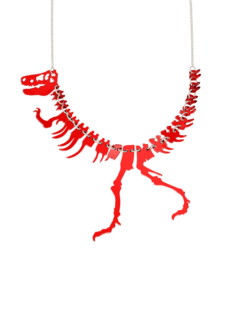 Dinosaur Necklace - Mirror Red