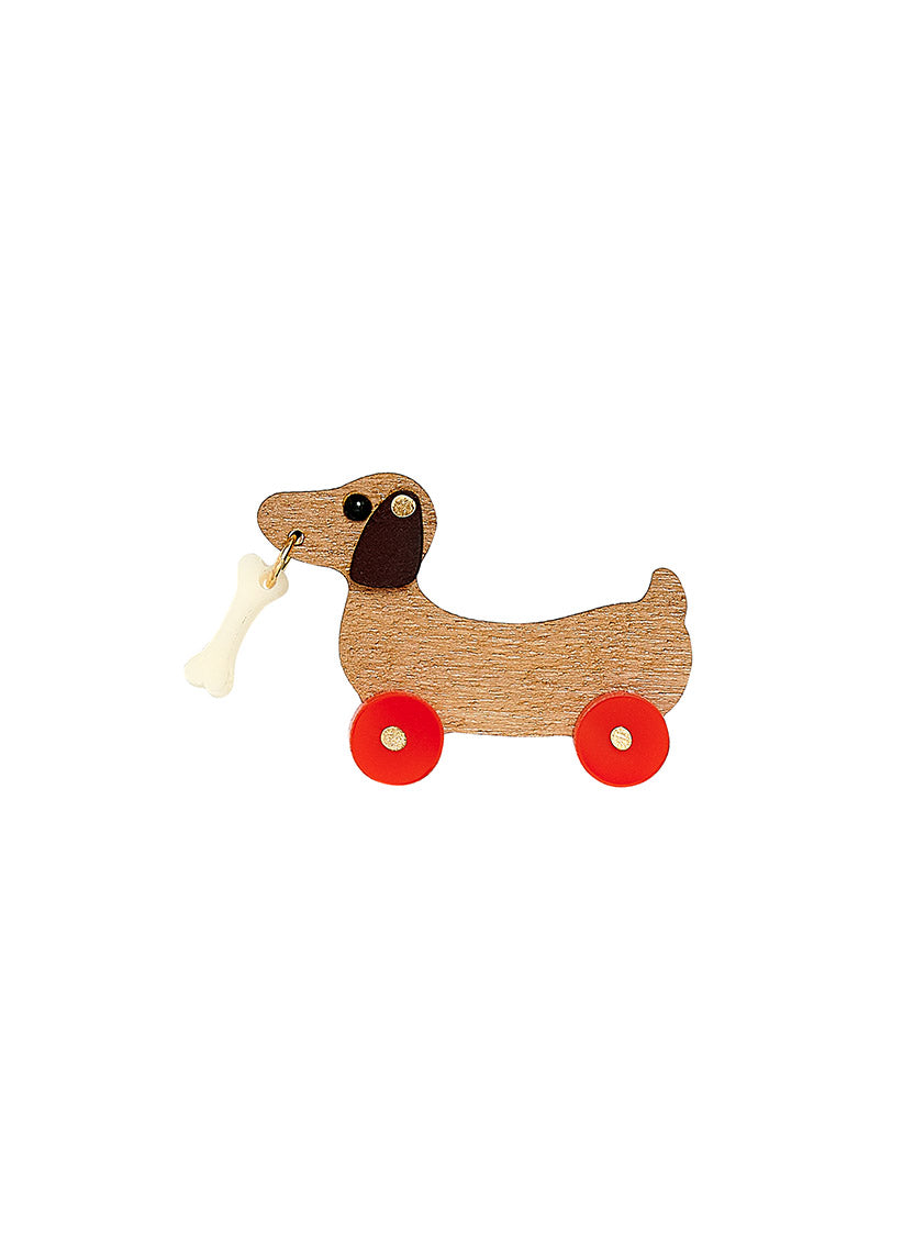 Dog on Wheels Brooch.
