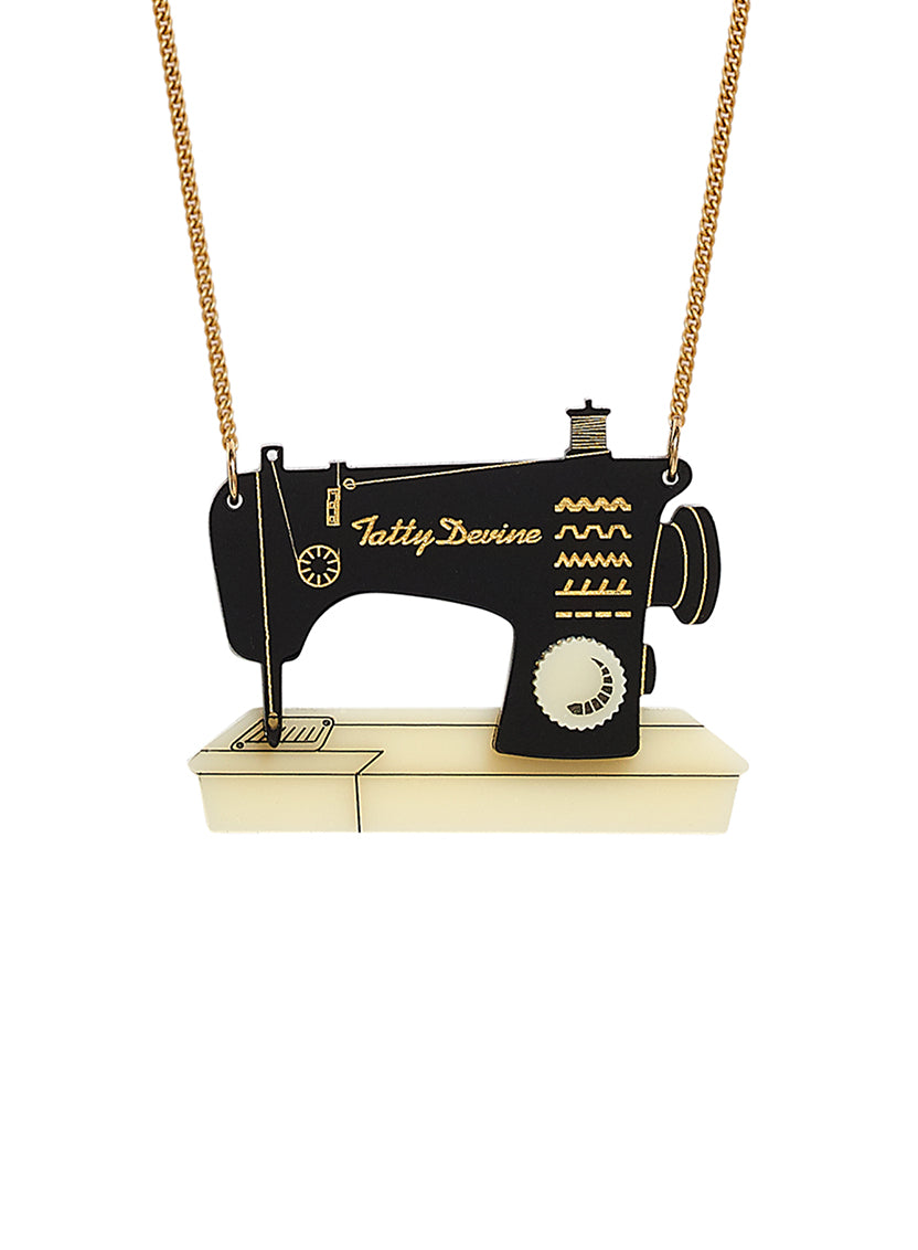 Sewing Machine Necklace - Recycled Black