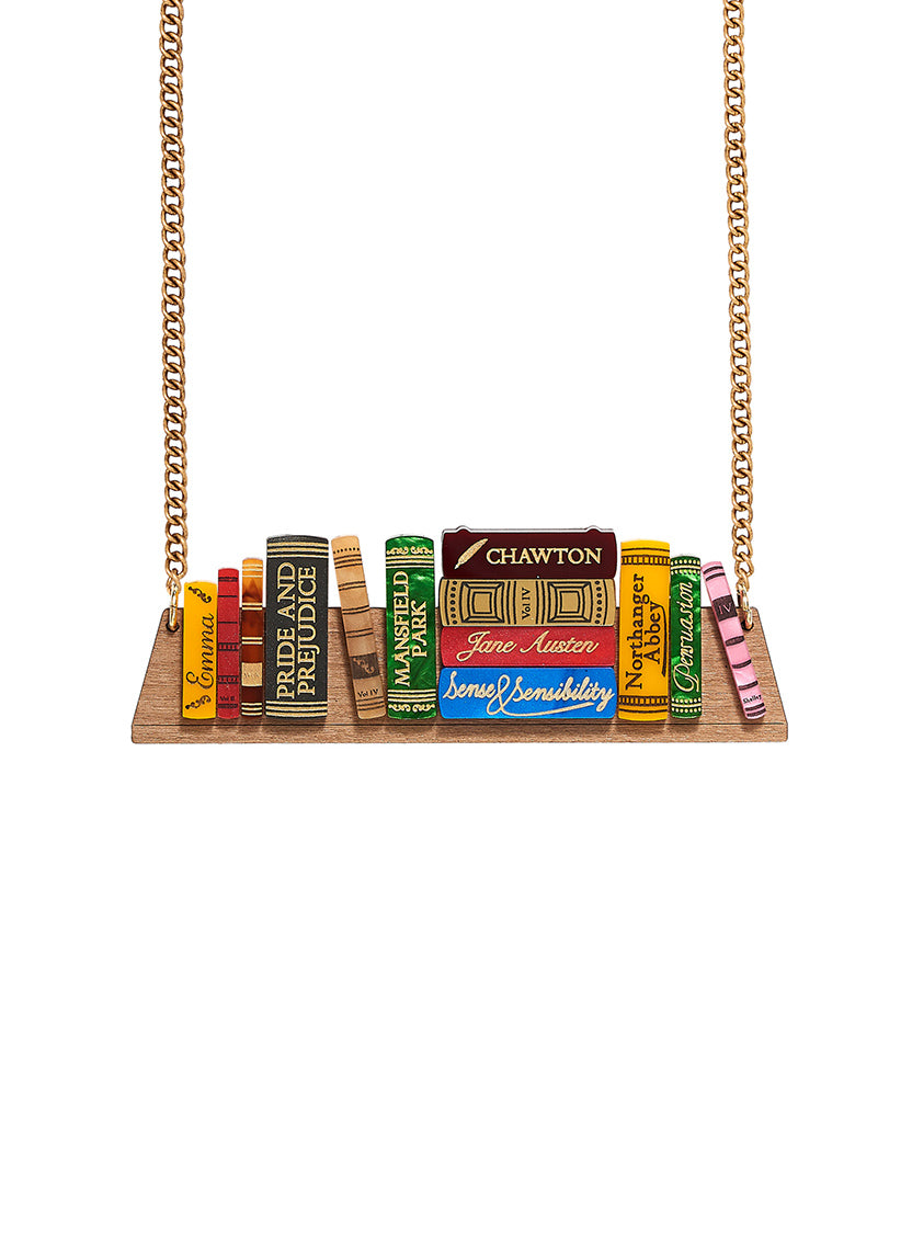 Jane Austen Bookshelf Necklace