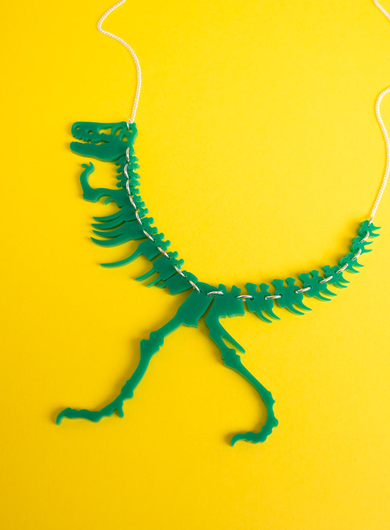 Dinosaur Necklace - Recycled Green