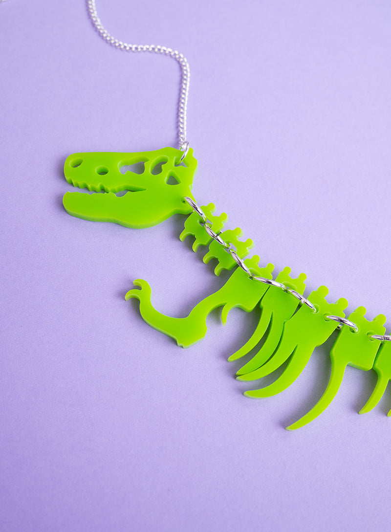 Dinosaur Necklace - Lime Green