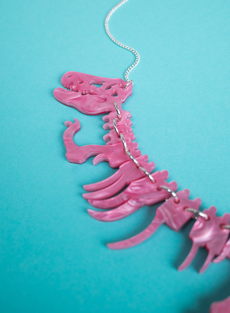 Dinosaur Necklace - Pearl Rose