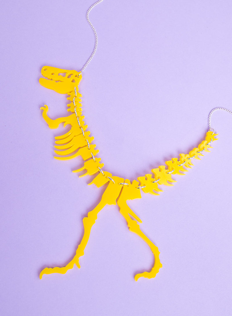 Dinosaur Necklace - Recycled Yellow